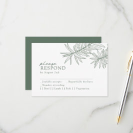 Forest Green Elegant Minimalistisch Botanisch RSVP Karte