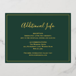 Forest Green Elegant Wedding Foil Enclosure Card Folie Einladungspostkarte