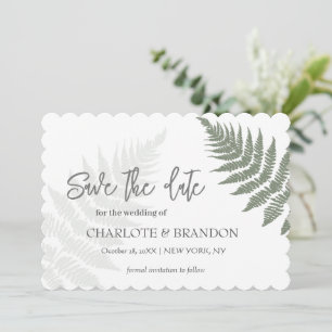 Forest Green Ferns Outdoor Wedding Save The Date