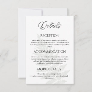 Forest Green Ferns Wedding Details Enclosure Card Dankeskarte