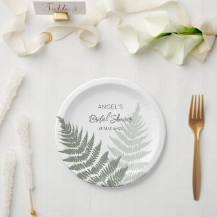 Forest Green Ferns Wedding Pappteller
