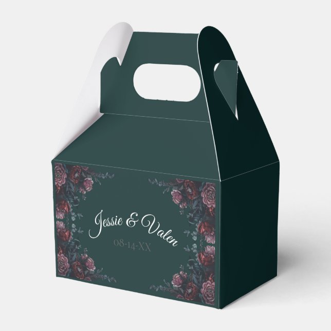 Forest Green Floral Wedding Geschenkschachtel (Vorderseite)