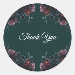 Forest Green Floral Wedding Runder Aufkleber