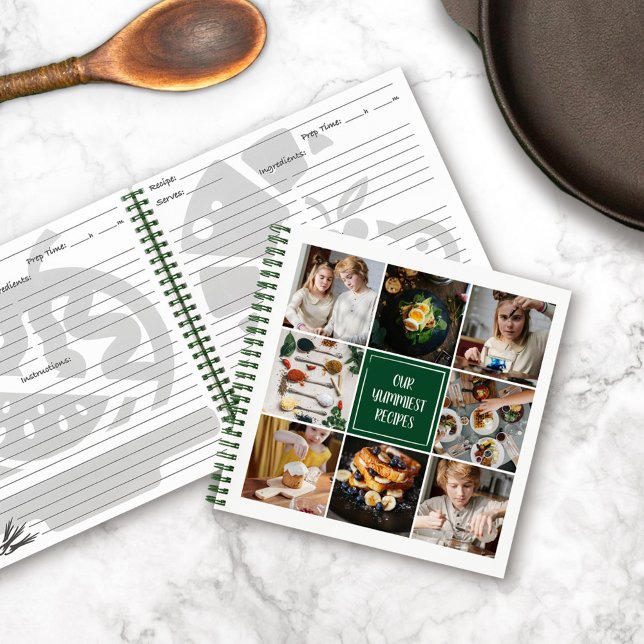 Forest Green Foto Collage 8 Bilder Familienrezepte Notizbuch (Von Creator hochgeladen)