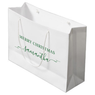 Forest Green Frohe Weihnachtsband Swash Name Große Geschenktüte