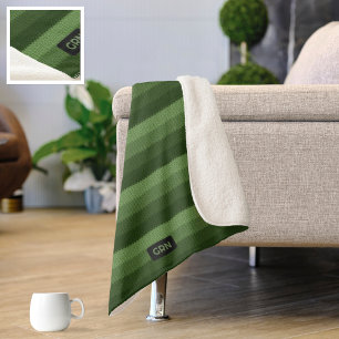 Forest Green - gegossener Ombre Streifen Sherpadecke