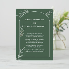 Forest Green Gold Leaf Hochzeitseinladung Einladung