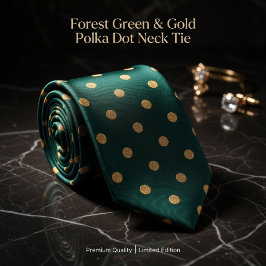 Forest Green & Gold Polka Dot  Krawatte