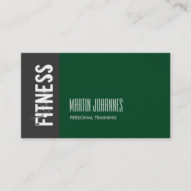 Forest Green Gray Personal Trainer Business Card Visitenkarte (Vorderseite)