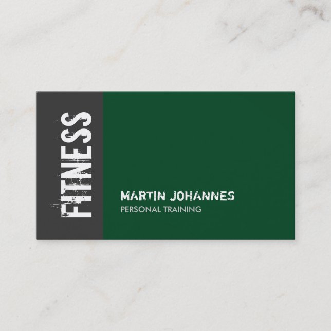 Forest Green Gray Personal Trainer Business Card Visitenkarte (Vorderseite)
