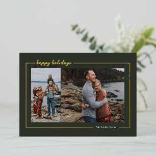 Forest Green Happy Holidays Script Folien Feiertagskarte