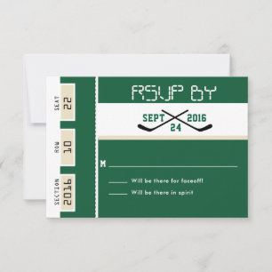 Forest Green Hockey Ticket Hochzeit RSVP Karte