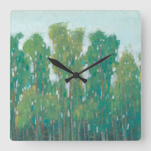 Forest Green II Quadratische Wanduhr