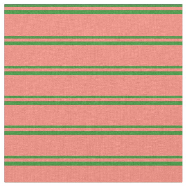 Forest Green & Lachs Lines/Streifen Muster Stoff (Nahaufnahme)