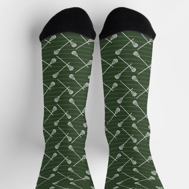 Forest Green Lacrosse White Sticks Gemusterte Sock Socken (Oben)