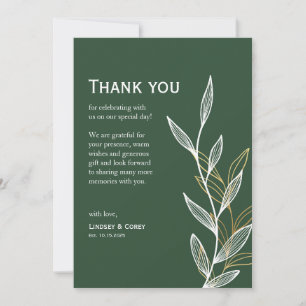 Forest Green Leaf Dankeschön Karte für Hochzeit