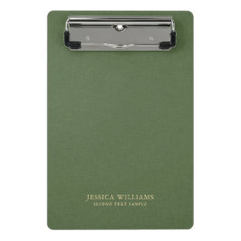 Forest Green Linen Texture Image Gold frame Mini Klemmbrett