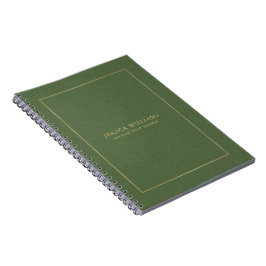 Forest Green Linen Texture Image Gold frame Notizblock