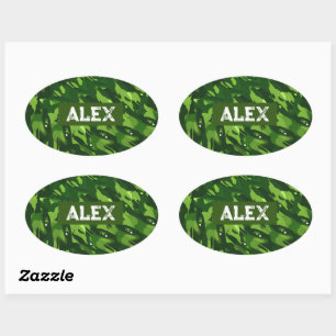 Forest Green Military Camouflage Muster Ovaler Aufkleber