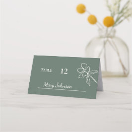 Forest Green Minimal Blumenhochzeit Platzkarte