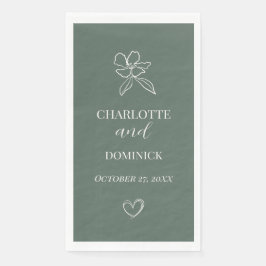 Forest Green Minimal Blumenhochzeit Serviette