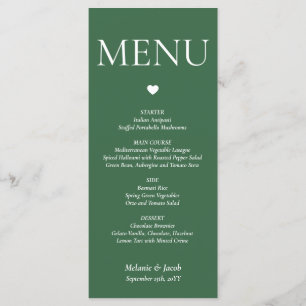 Forest Green Minimalistisch Wedding Menu Flat Card Menükarte