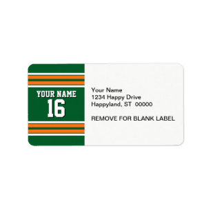 Forest Green mit Orange White Stripes Team Jersey Adressaufkleber