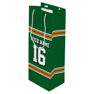 Forest Green mit Orange White Stripes Team Jersey Geschenktüte Für Weinflaschen