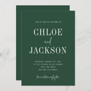 Forest Green Modern Bold Custom QR Code Wedding Einladung