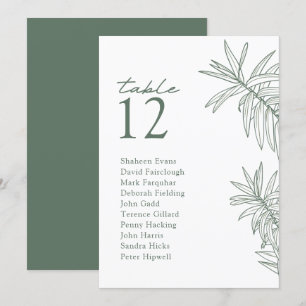 Forest Green Modern Botanical Table Sitzkarte