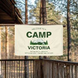 Forest Green Modern Camp Junggeselinnen-Abschied Banner