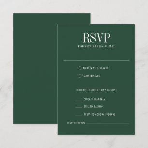 Forest Green Modern Colorful Meal Choice Hochzeit RSVP Karte