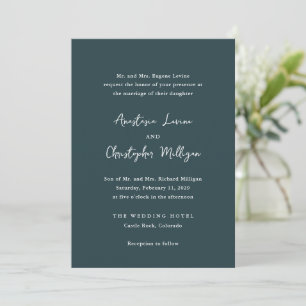 Forest Green Modern Handwriting Elegante Hochzeit Einladung