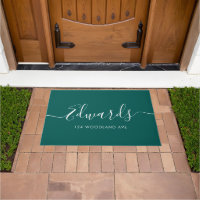 Forest Green Modern Script Personalisiert Doormat