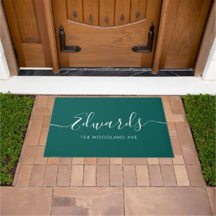 Forest Green Modern Script Personalisiert Doormat Fußmatte