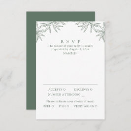 Forest Green Moderne minimale botanische Mahlzeit RSVP Karte
