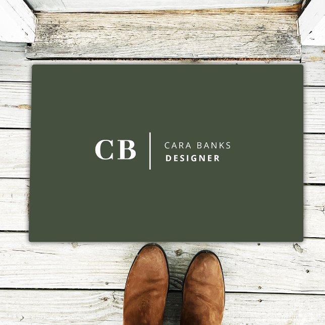 Forest Green Monogram Stilvolle Trendy Modern Fußmatte (Von Creator hochgeladen)