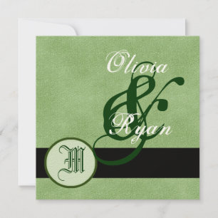 FOREST GREEN Monogram Wedding Einladung
