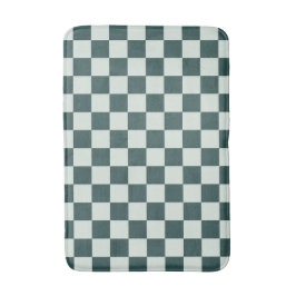 Forest green moss checkerboard pattern badematte