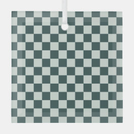 Forest green moss checkerboard pattern ornament aus glas