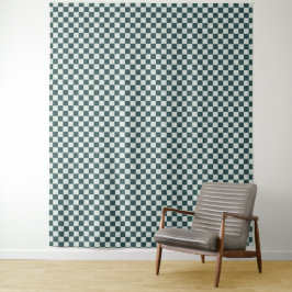 Forest green moss checkerboard pattern wandteppich