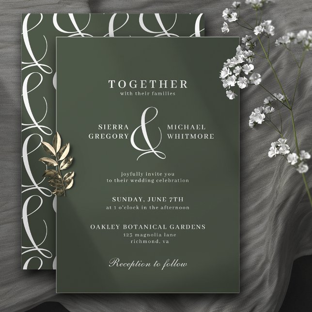 Forest Green Moss | Moderne Hochzeit Einladung (Von Creator hochgeladen)
