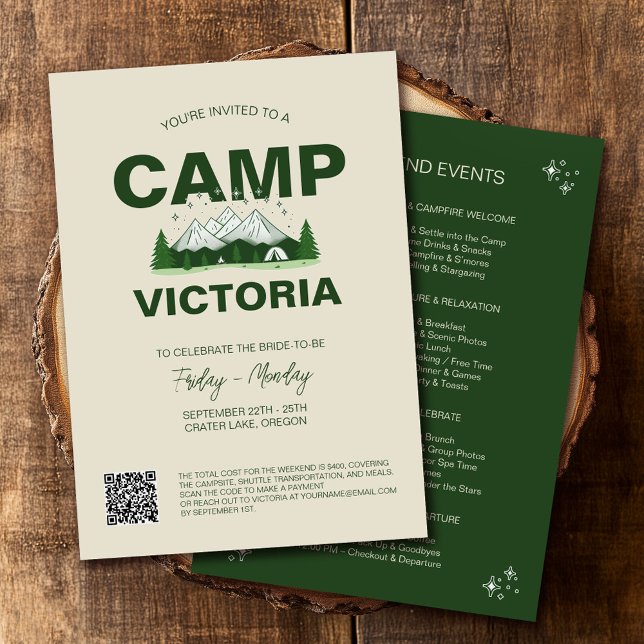 Forest Green Mountain Camp Bachelorette Einladung (Von Creator hochgeladen)