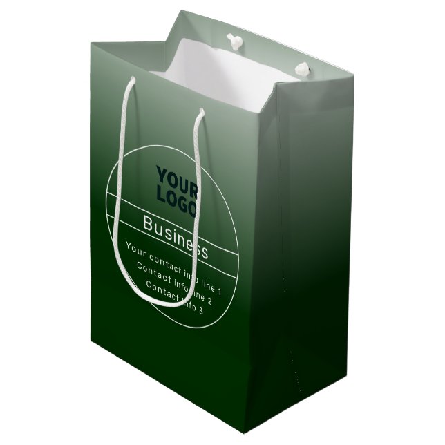 Forest Green Ombre & Business etc. Kontaktinformat Mittlere Geschenktüte (Vorderseite Schrägansicht)