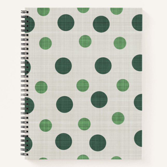 Forest Green Polka Dots Muster, grün gepunktet Notizbuch (Vorderseite)
