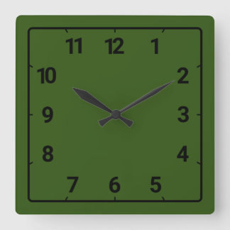 Forest green quadratische wanduhr
