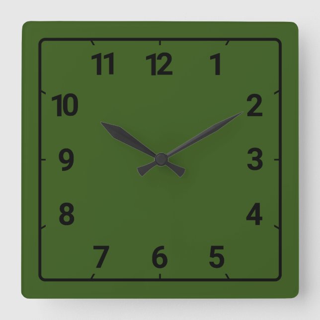 Forest green quadratische wanduhr (Vorderseite)