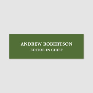 Forest Green Schlicht Elegante Minimalistischer Ei Namensschild