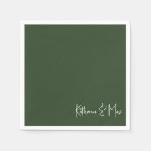 Forest Green Script Names Wedding Cocktail