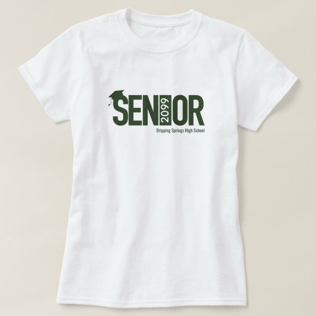 Forest Green SENIOR mit Graduierungskappe T-Shirt (Design vorne)